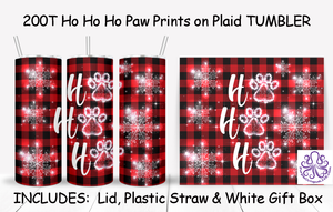 200T Ho Ho Ho Paw Prints on Plaid TUMBLER - TBM