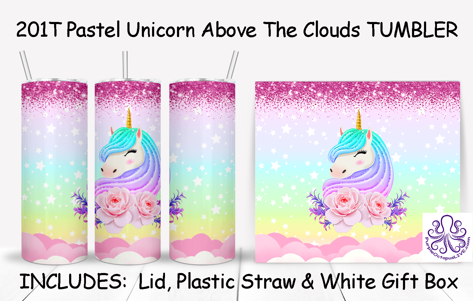 201T Pastel Unicorn Above The Clouds TUMBLER - TBM