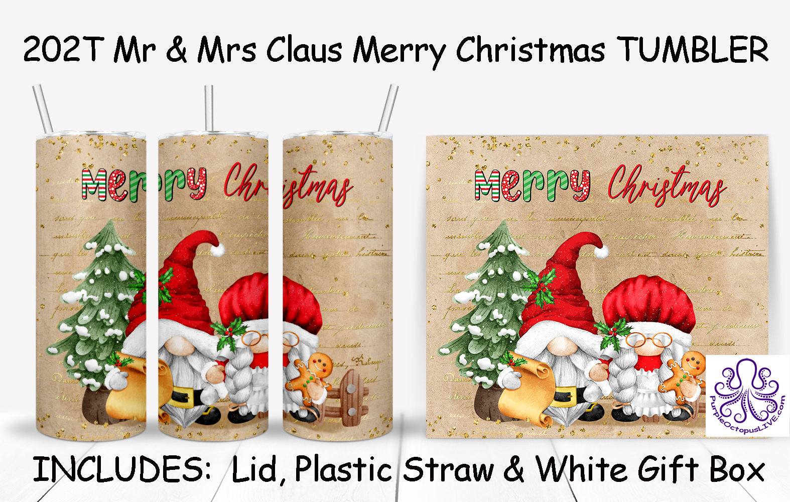 202T Mr & Mrs Claus Merry Christmas TUMBLER - TBM