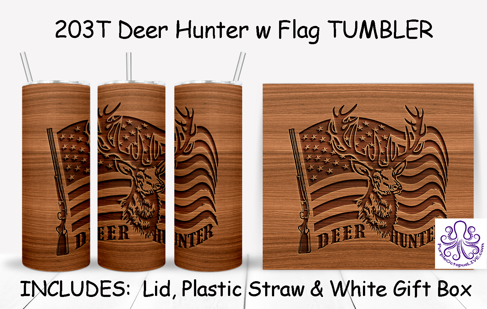 203T Deer Hunter w Flag TUMBLER - TBM