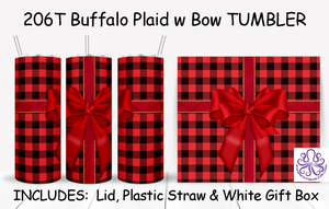 206T Buffalo Plaid w Bow TUMBLER - TBM