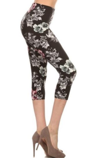 2078 Field of Floral LEGGINGS or CAPRIS