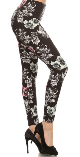 2078 Field of Floral LEGGINGS or CAPRIS