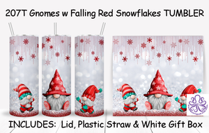 207T Gnomes w Falling Red Snowflakes TUMBLER - TBM