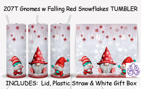 207T Gnomes w Falling Red Snowflakes TUMBLER - TBM