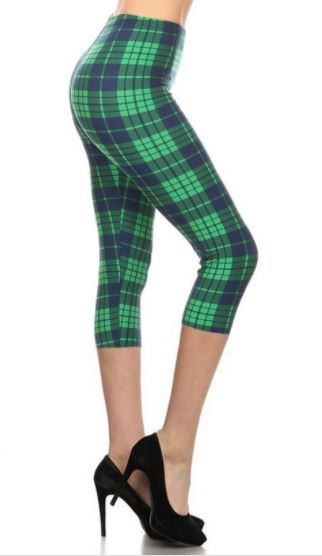 2086 Navy Green Plaid LEGGINGS or CAPRI