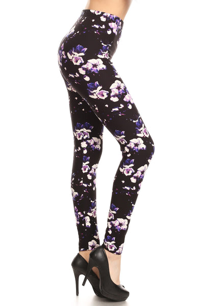 2106 Scent of Plum Floral LEGGINGS JV1-Q21BL G