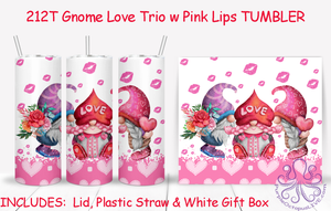 212T Gnome Love Trio w Pink Lips TUMBLER - TBM