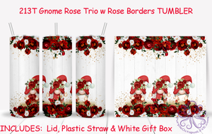 213T Gnome Rose Trio w Rose Borders TUMBLER - TBM