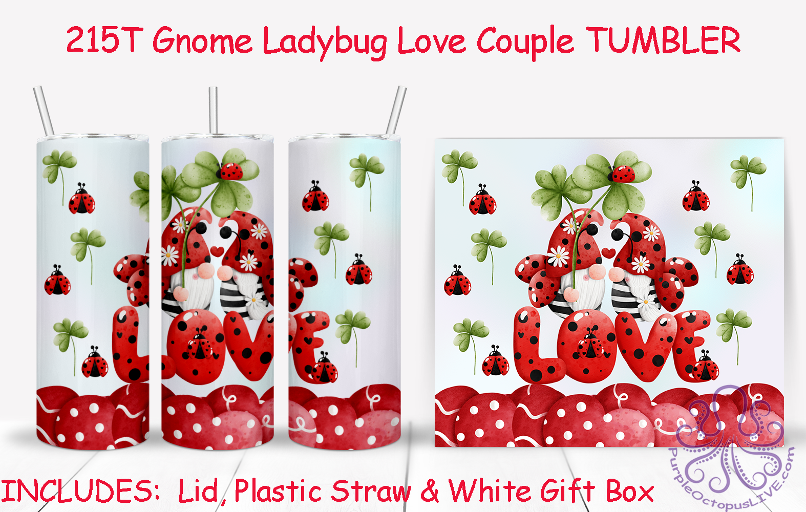 215T Gnome Ladybug Love Couple TUMBLER - TBM