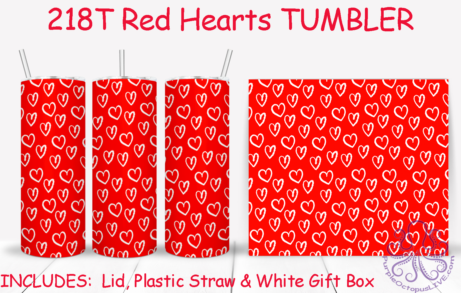 218T Red Hearts TUMBLER - TBM