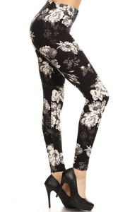 2248 Ashen Floral & Butterflies LEGGINGS