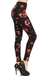 2250 Sweet Red Floral LEGGINGS