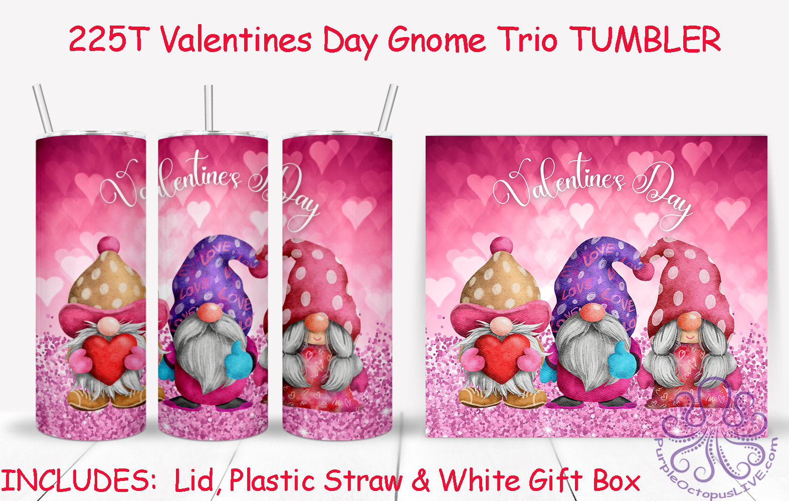 225T Valentines Day Gnome Trio TUMBLER - TBM