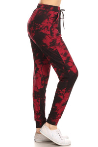2296 Burgundy & Black Tie Dye JOGGERS
