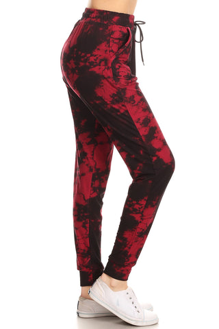 2296 Burgundy & Black Tie Dye JOGGERS