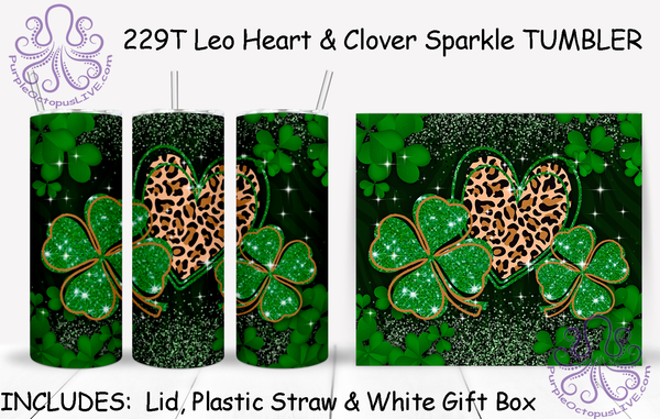 229T Leo Heart & Clover Sparkle TUMBLER - TBM