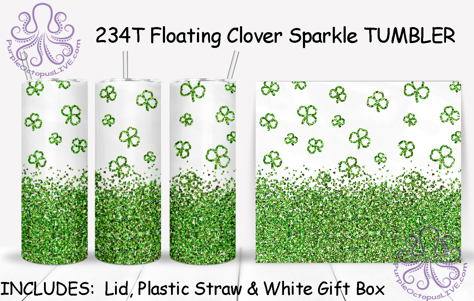 234T Floating Clover Sparkle TUMBLER - TBM