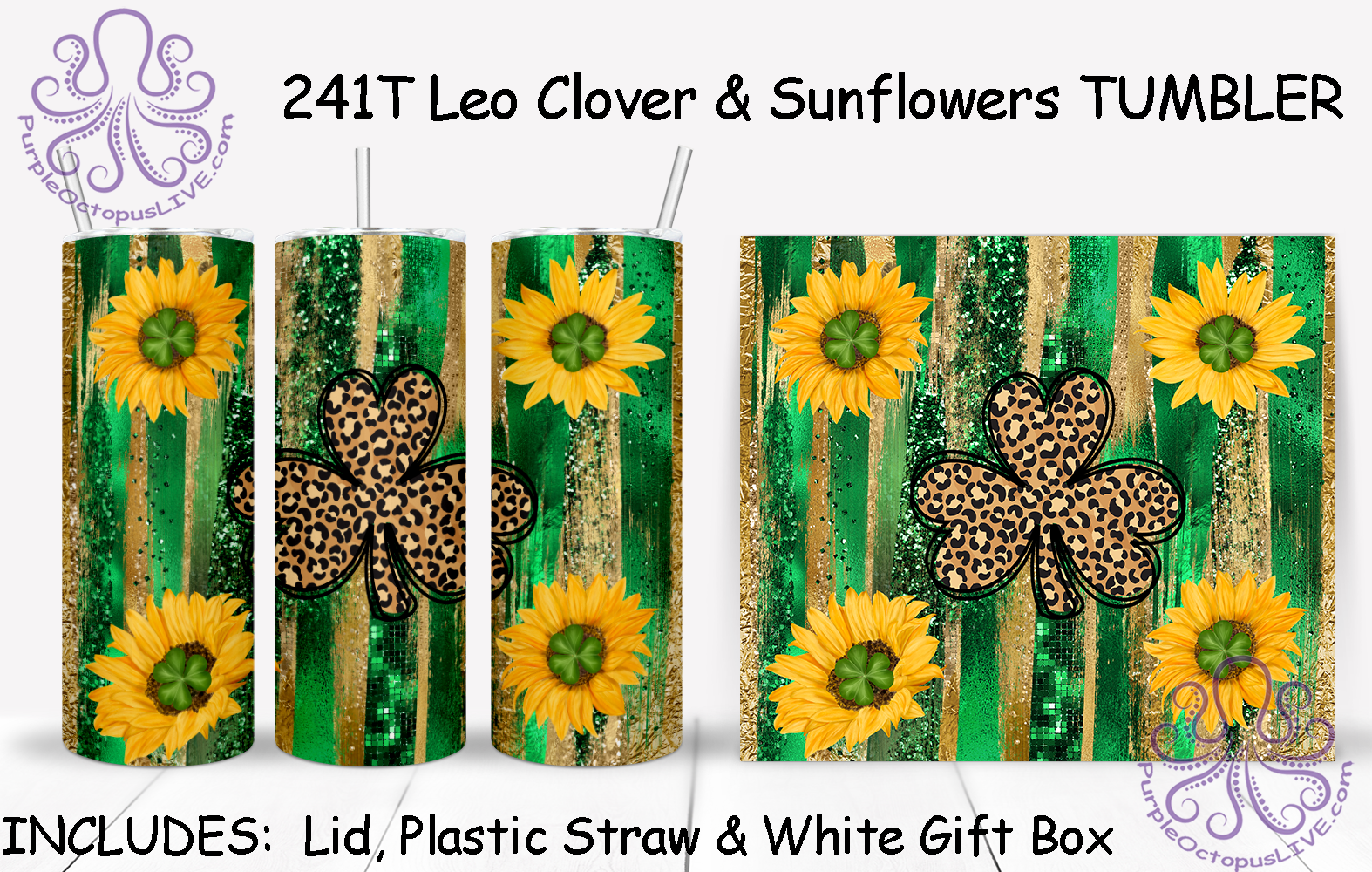 241T Leo Clover & Sunflowers TUMBLER - TBM