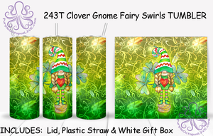 243T Clover Gnome Fairy Swirls TUMBLER - TBM