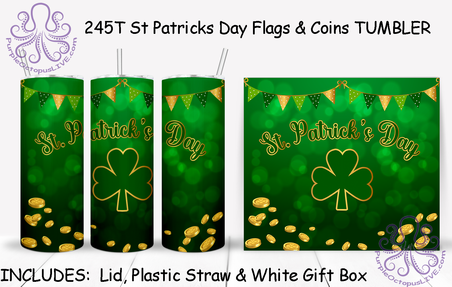 245T St Patricks Day Flags & Coins TUMBLER - TBM