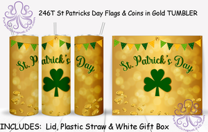 246T St Patricks Day Flags & Coins in Gold TUMBLER - TBM