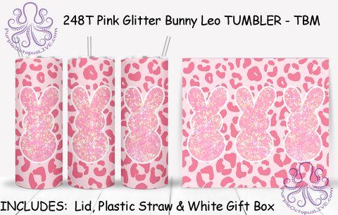248T Pink Glitter Bunny Leo TUMBLER - TBM