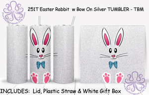 251T Easter Rabbit  w Bow On Silver TUMBLER - TBM