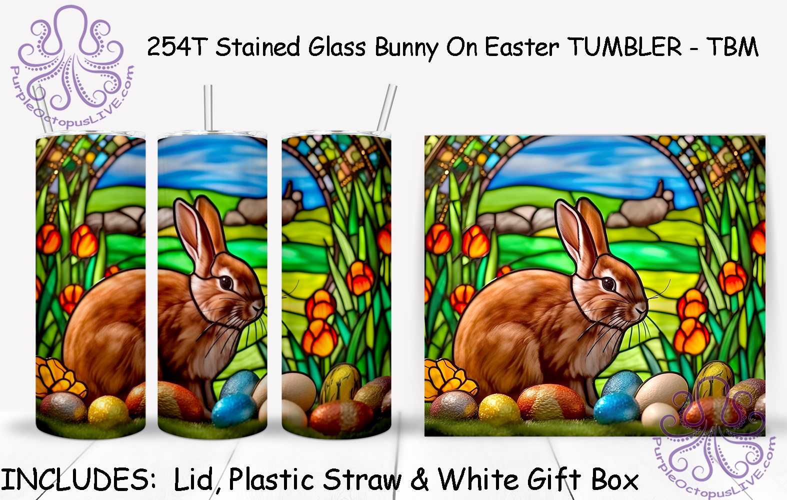 254T Stained Glass Bunny On Easter TUMBLER - TBM