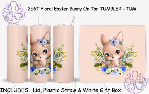 256T Floral Easter Bunny On Tan TUMBLER - TBM