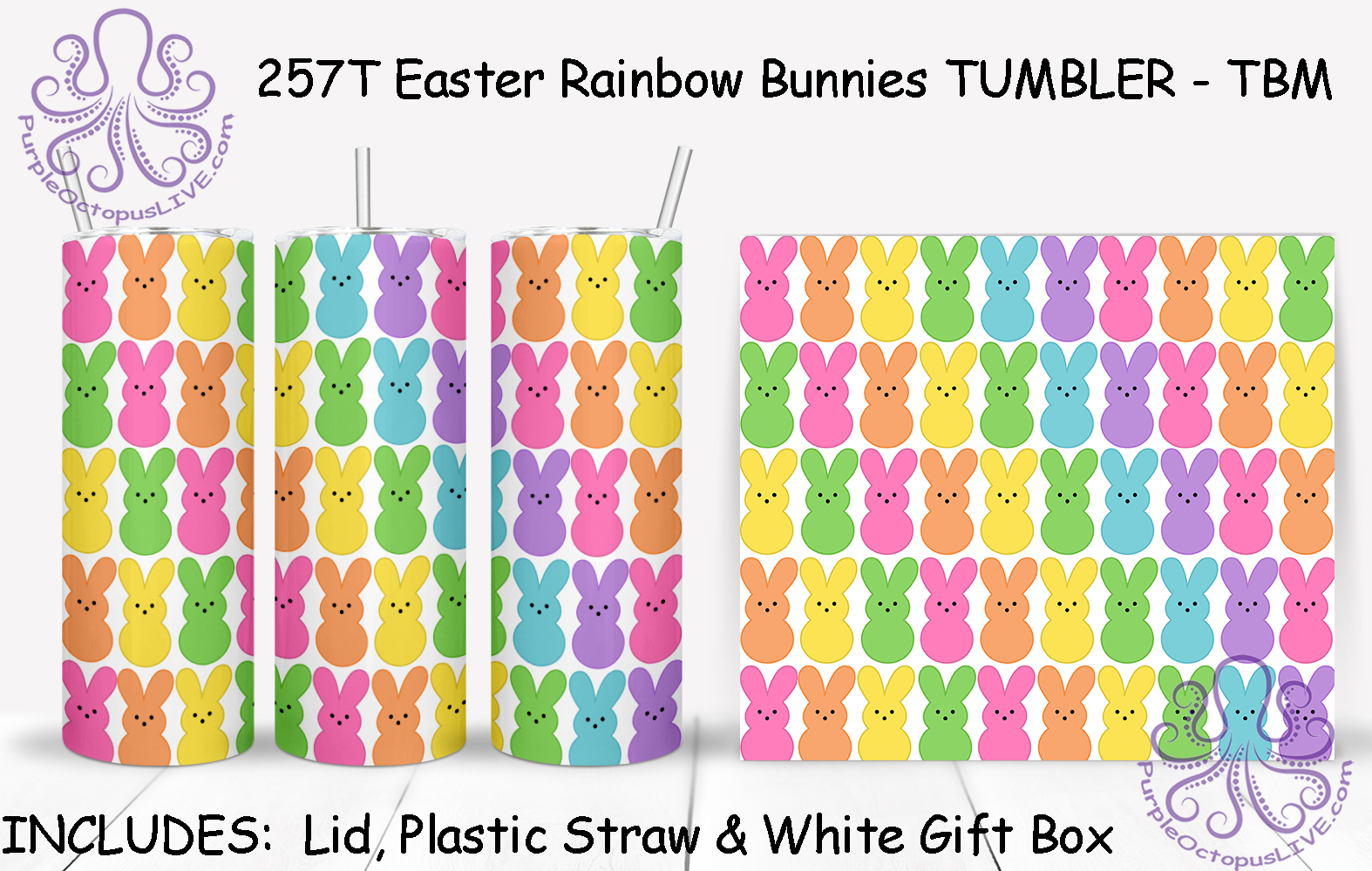 257T Easter Rainbow Bunnies TUMBLER - TBM