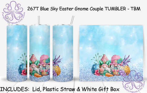 267T Blue Sky Easter Gnome Couple TUMBLER - TBM