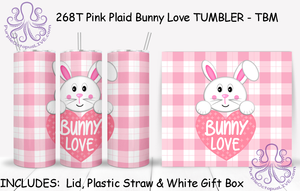 268T Pink Plaid Bunny Love TUMBLER - TBM