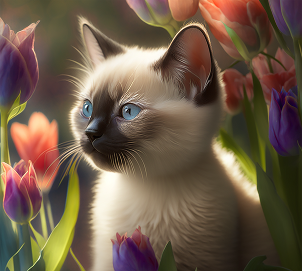 269T Siamese Kitty in Flowers TUMBLER - TBM