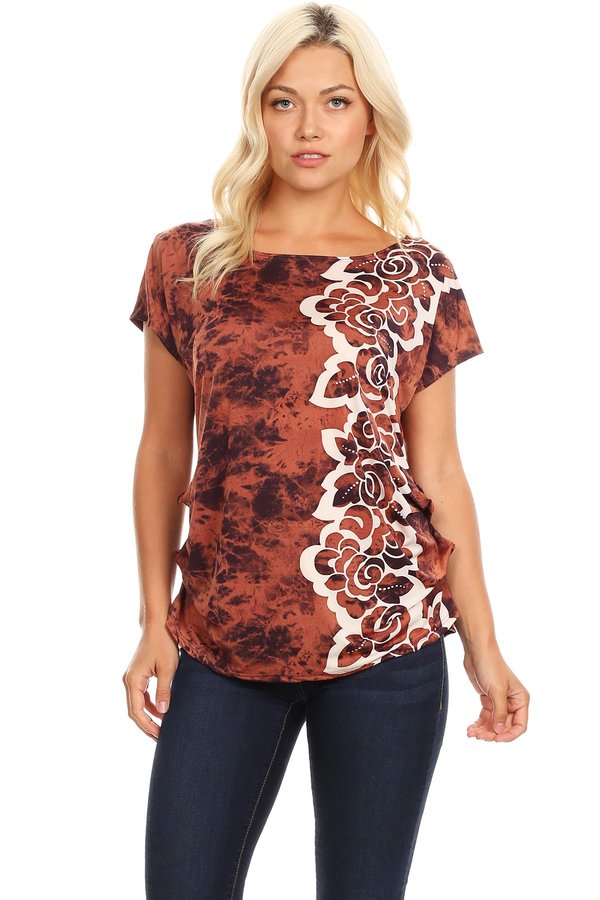 3007 Tie Dye Floral PRINT TOP