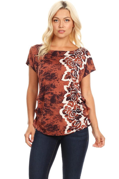3007 Tie Dye Floral PRINT TOP