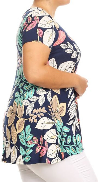 3021 1/4S Pastel Leaves PRINT TOP