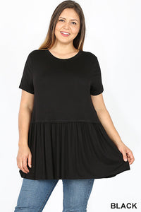 393 1/4S Ruffle Bottom TOP in BLACK JV-A28A