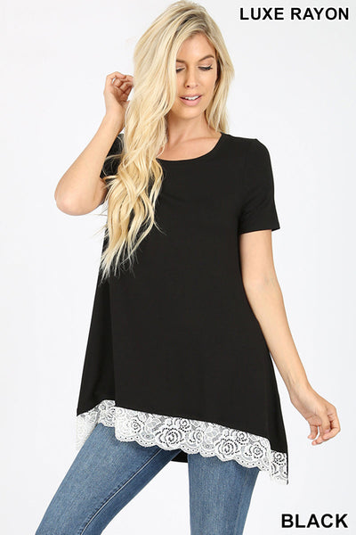 4136 1/4S Front Lace Bottom HiLo TOP in BLACK JV-F27C