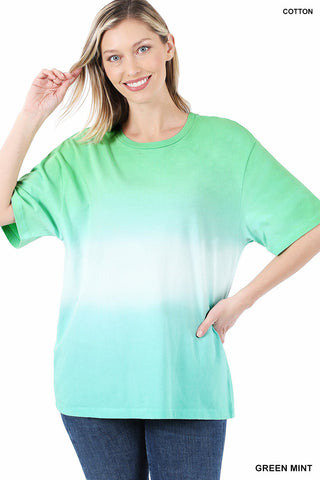 4204 1/4S Tie Dye Dip PREM TOP in GREEN MINT JV-A37C