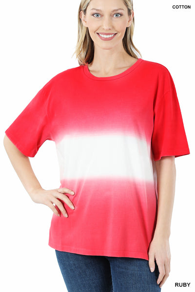 4226 1/4S Tie Dye Dip PREM TOP in RUBY
