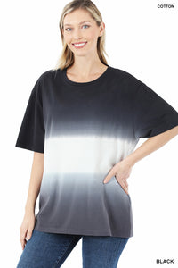 4248 1/4S Tie Dye Dip PREM TOP in BLACK
