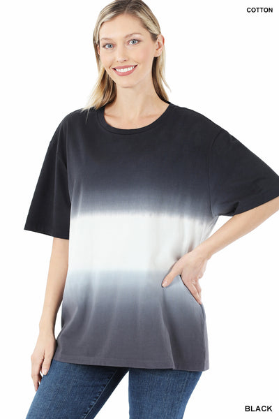 4248 1/4S Tie Dye Dip PREM TOP in BLACK