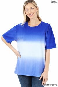 4249 1/4S Tie Dye Dip PREM TOP in BRIGHT BLUE