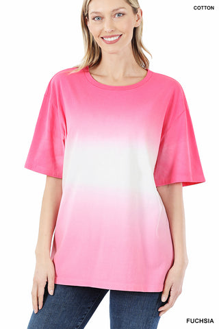 4250 1/4S Tie Dye Dip PREM TOP in FUCHSIA