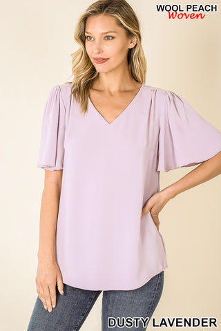 4343 1/4 Waterfall S VN Round Hem TOP in DUSTY LAVENDER