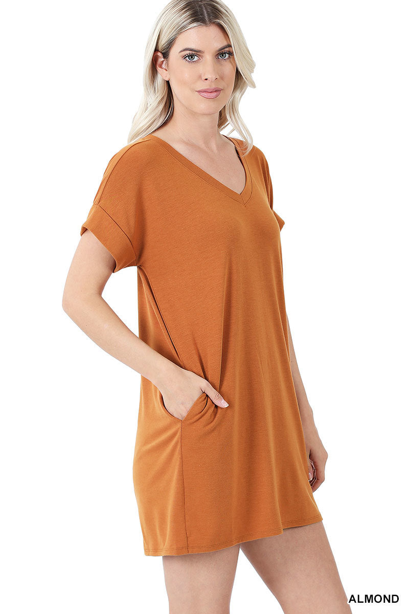 4345 1/4S Rolled VN LL TOP w PKTS in ALMOND