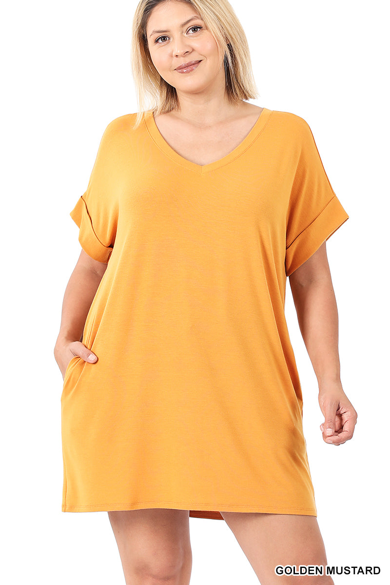 4354 1/4S Rolled VN LL TOP w PKTS in GOLDEN MUSTARD