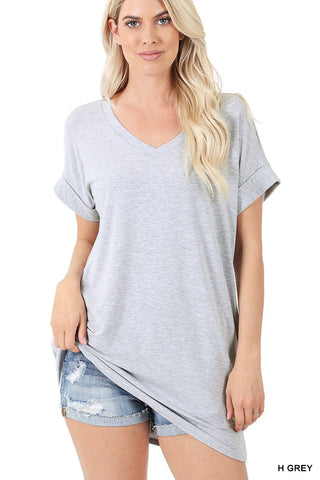 4355 1/4S Rolled VN LL TOP w PKTS in H GREY