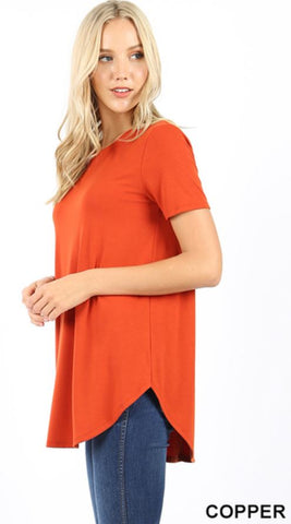 4432 1/4S Round Neck & Hem TOP in COPPER